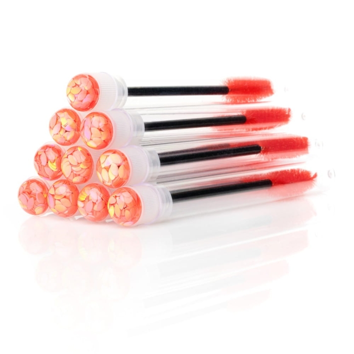 Szczoteczki do rzęs w próbówce - Czerwone listki