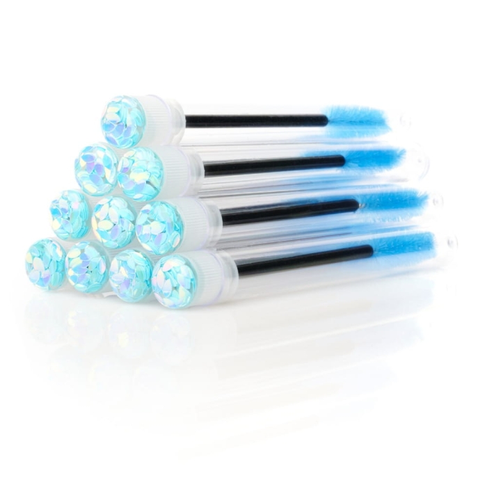 Szczoteczki do rzęs w próbówce 10szt. - Niebieskie listki