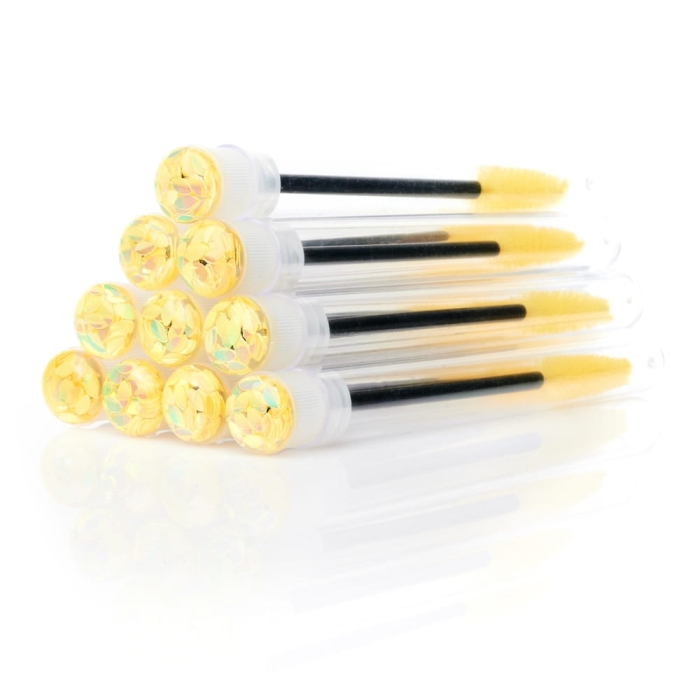 Szczoteczki do rzęs w próbówce 10szt. - Żółte listki