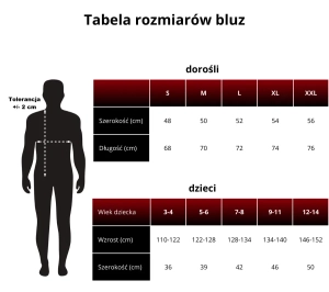 Tabela rozmiarów bluz LoveLash