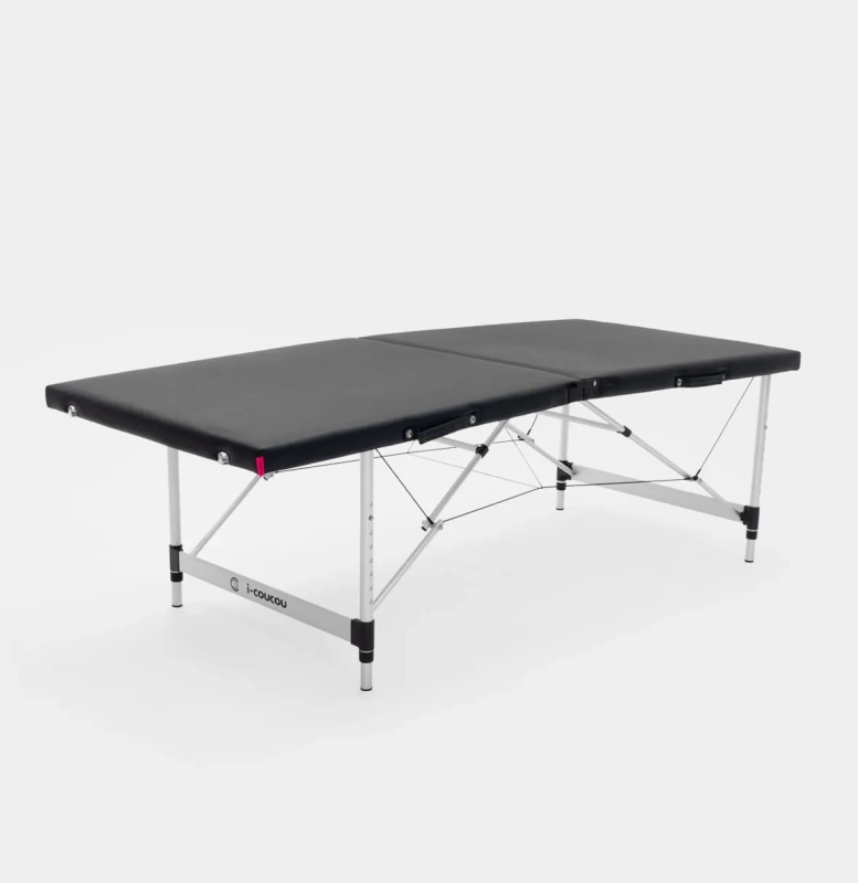 Łóżko kosmetyczne szerokość 70cm SLIM do przedłużania rzęs czarne, aluminiowe