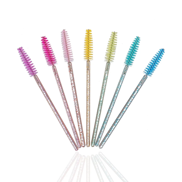 Szczoteczki do rzęs nylonowe z brokatową rączką