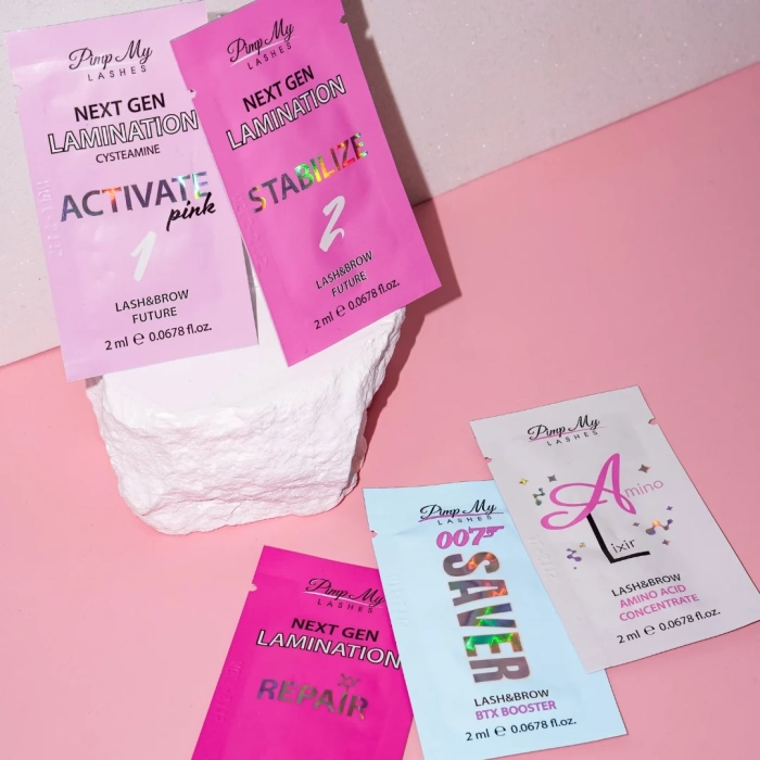 Saszetki do koreańskiej laminacji rzęs i brwi NEXT GEN + Puder Pimp My Lashes