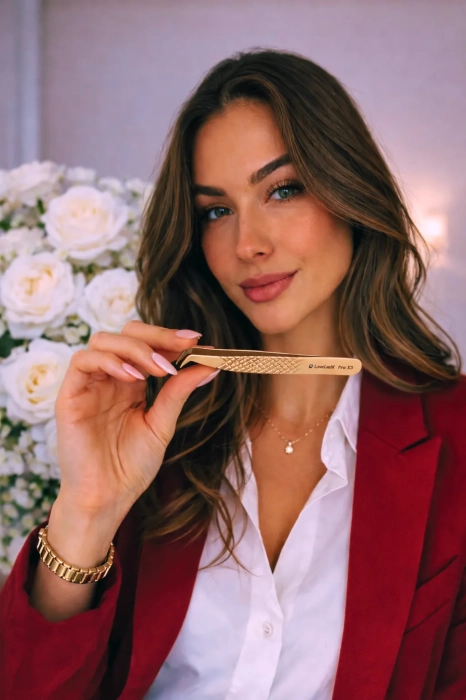 Pęseta do stylizacji rzęs Pro X3 Nano złota LoveLash